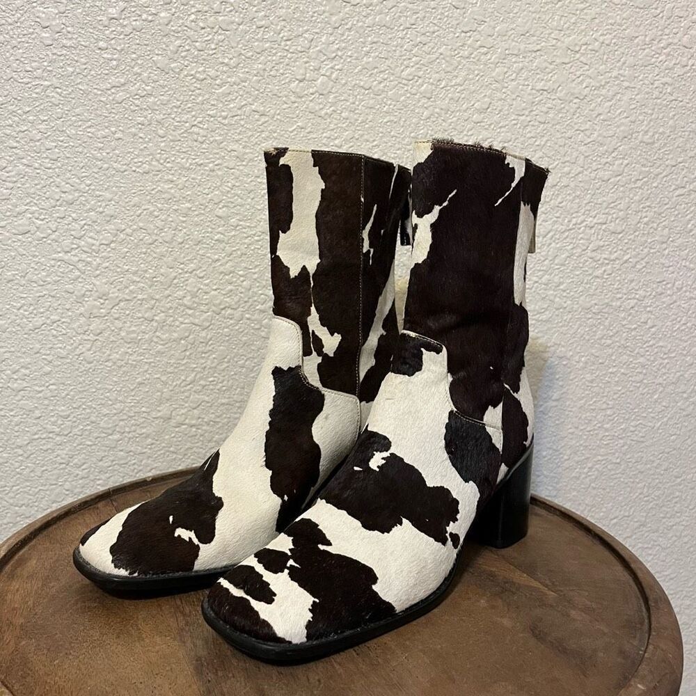 INTENTIONALLY BLANK Brown and White Ankle Booties